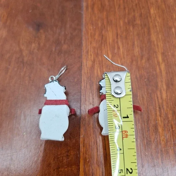 Christmas Snowman Earrings Holiday Winter‎ Dangle Drop Festive Jewelry Vtg - Picture 2 of 2